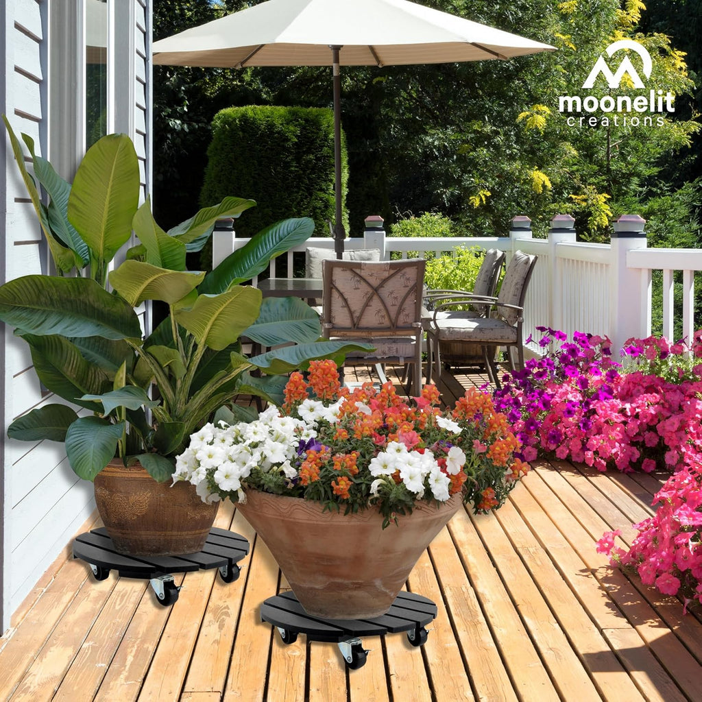 12" Plant Caddy, 2 Pack – Crafted from Recycled HDPE, 220 Lbs Capacity Dolly with 360-Degree Lockable Wheels for Plant