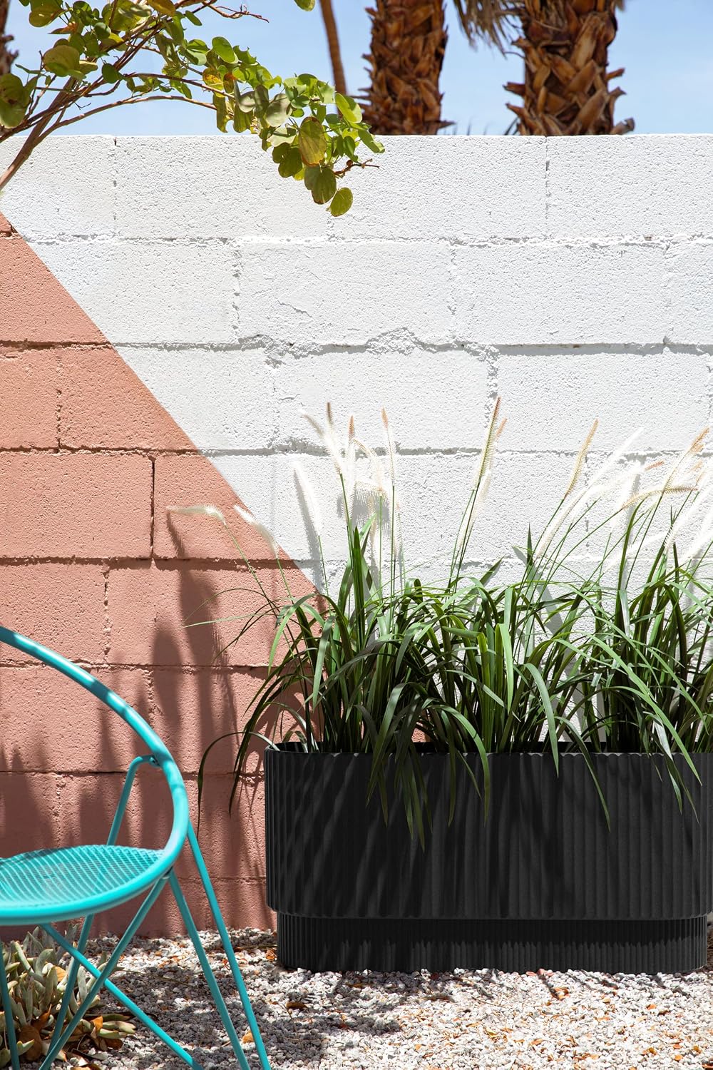 Veradek Demi Series Long Planter - Wide Outdoor Planter | Made From a Durable Plastic-Stone Composite With Pre-Drilled