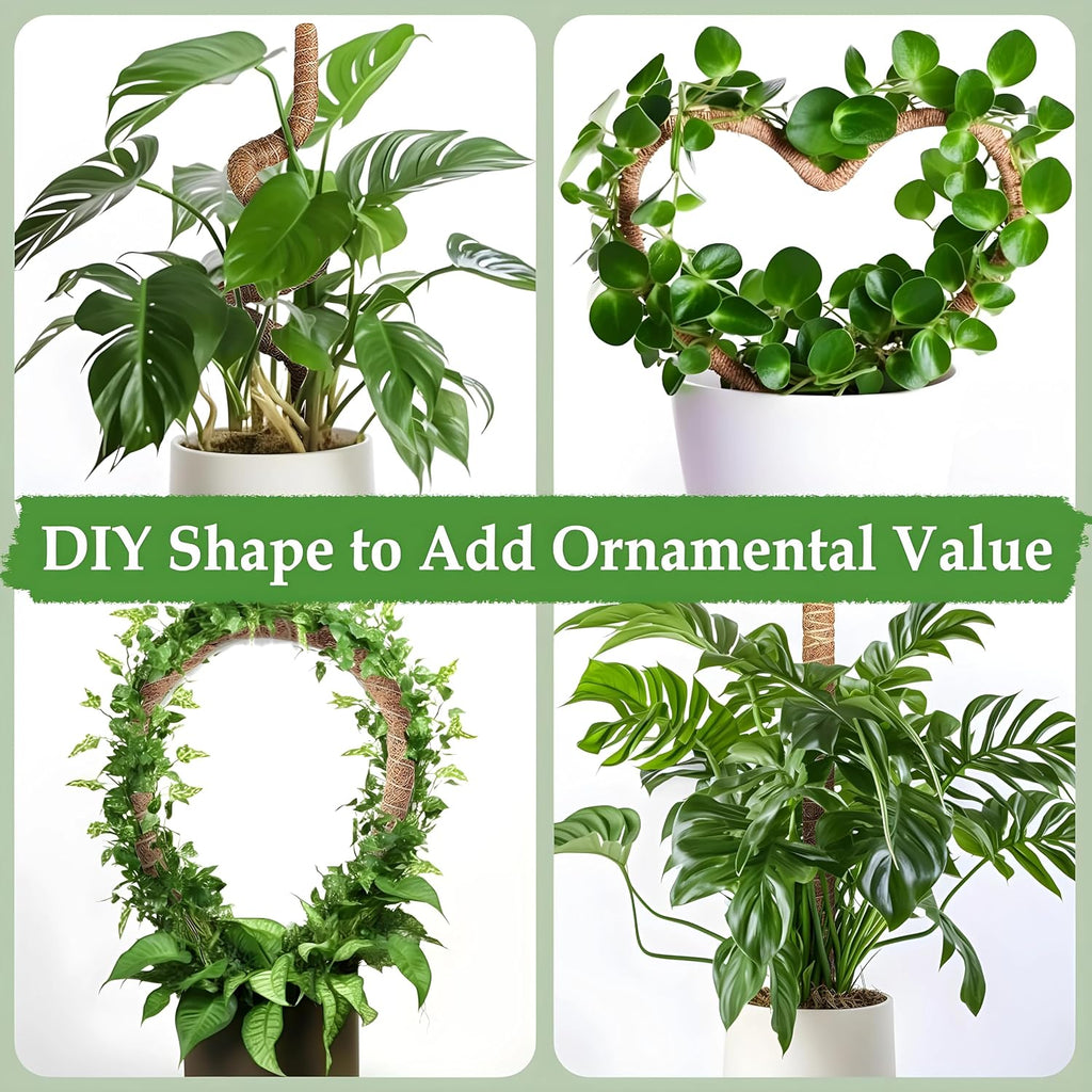 2-Pack 48'' Bendable Moss Poles for Monstera & Climbing Plants – Flexible Trellis Plant Support Stakes with Accessories