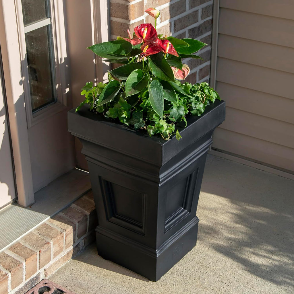 Step2 Atherton Square Planter, Large Planters for Outdoor Plants, Gardening and Flower Pot for Patio or Porch