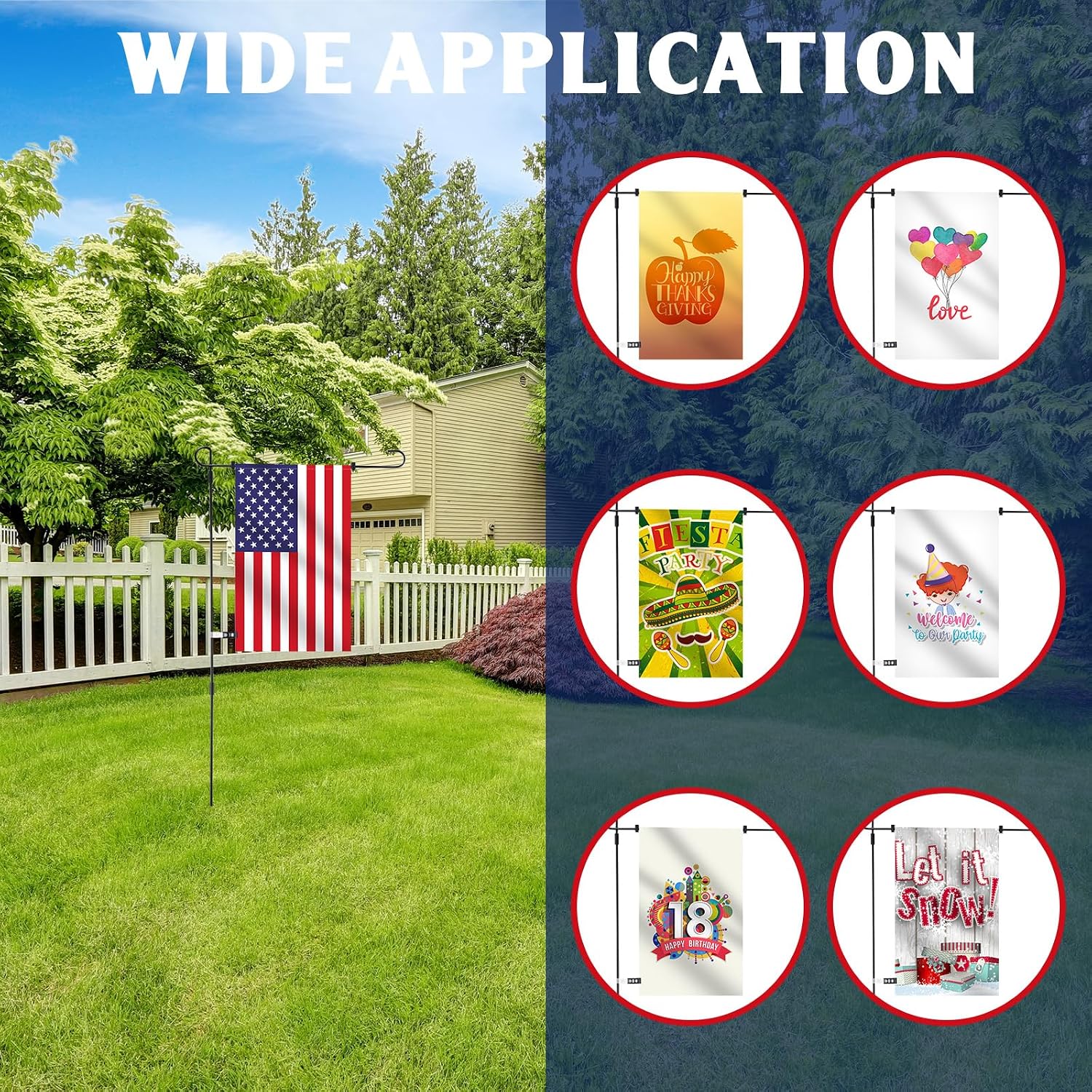 Therwen 12 Pack Garden Flag Stand 36.2 x 16.5 Yard Flag Holder Heavy Duty, with 3 Prong Base, Decorations,with Clip