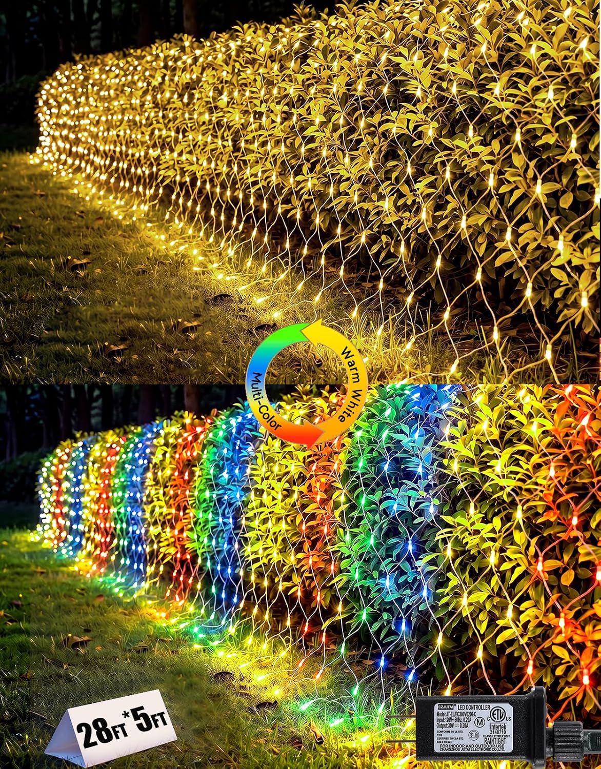 28x5FT Christmas Net Lights Outdoor Plug in with 8 Modes