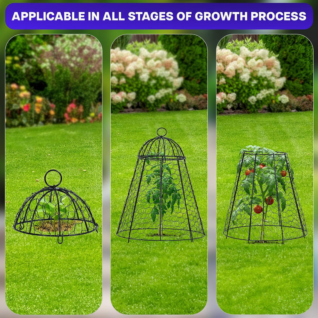 Chicken Wire Garden Cloche Set, Protective Plant Cover for Flowers and Produce with Removable Top, Protection from