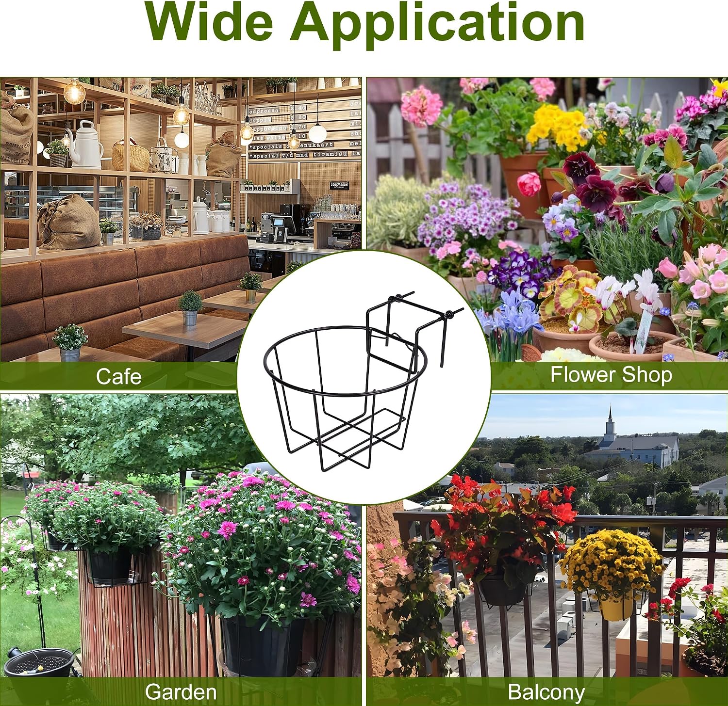 TQVAI Adjustable Hanging Railing Planter for 1.89 to 3.5 Inches Railings - Outdoor Balcony Deck Flower Pot Holder