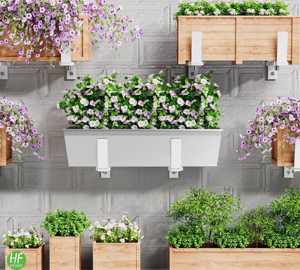 HFHOME 6 PCS Adjustable Planter Box Brackets (6 to 12.5 in), Universal Window Box Brackets, Heavy Duty Metal Flower Box