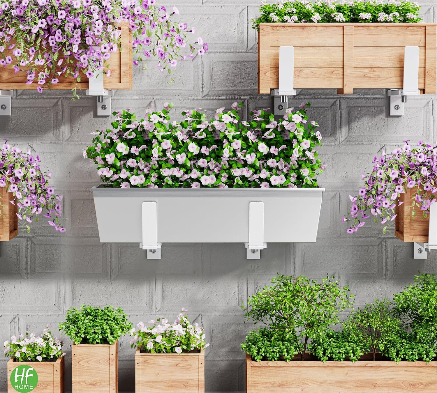 HFHOME 6 PCS Adjustable Planter Box Brackets (6 to 12.5 in), Universal Window Box Brackets, Heavy Duty Metal Flower Box
