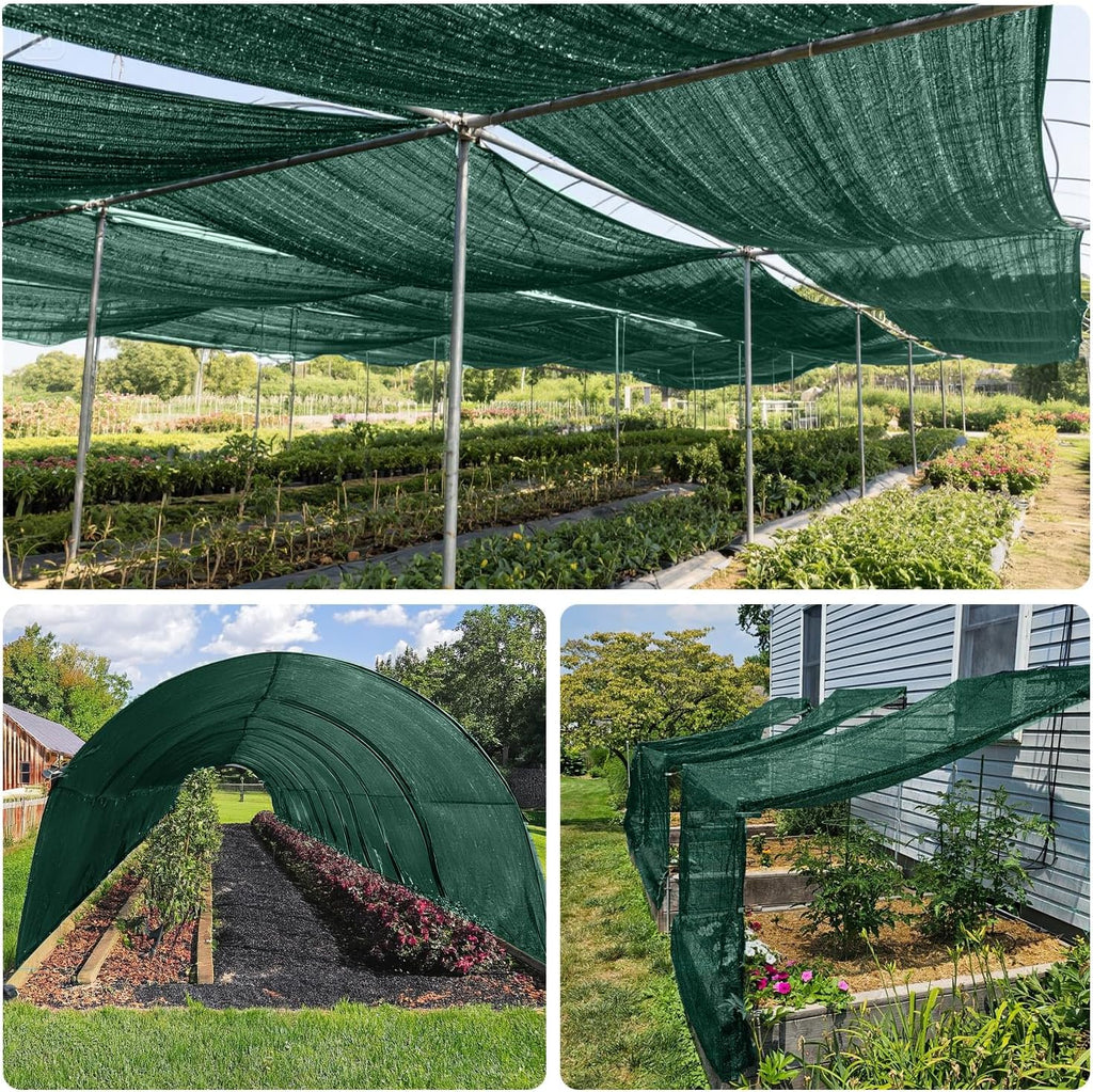 SUNNY GUARD Sun Shade Cloth, 8 x 20 FT Green HDPE Mesh | 65-75% Shade HDPE Mesh Fabric, Breathable Design with Unbound