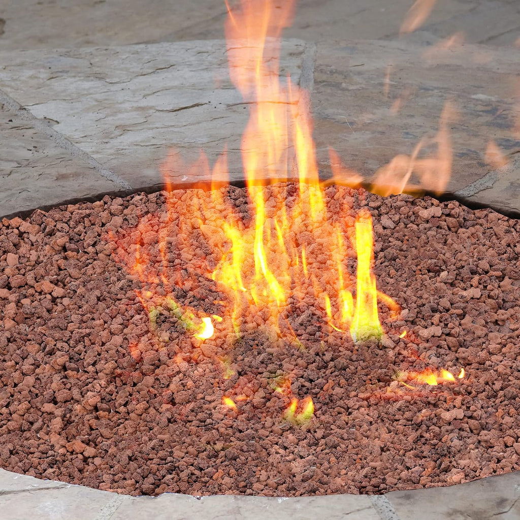 Skyflame 10LB Lava Rocks for Fire Pits, Fire Tables, Fireplaces | 1/10"-1/5" Natural Sizes, Red, Garden Landscaping