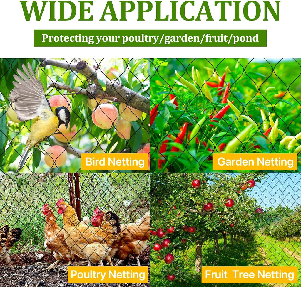 Bird Netting for Chicken Coop - 50x50ft Chicken Netting for Chicken Coop Roof, Poultry Net Coop Netting Cover, Hawk