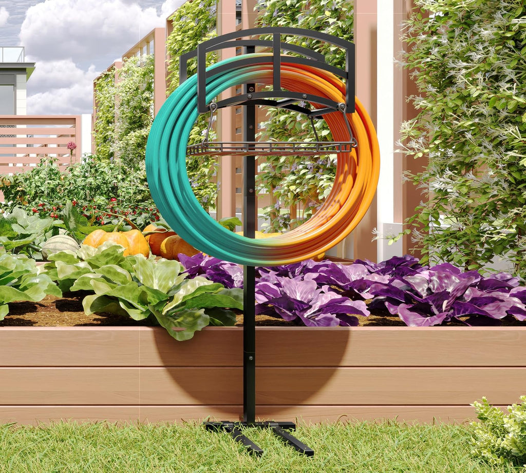 Fire Beauty Stainless Steel Garden Hose Holder for Yard Patio Garage | Stores messy garden hoses neatly outdoors.Sturdy