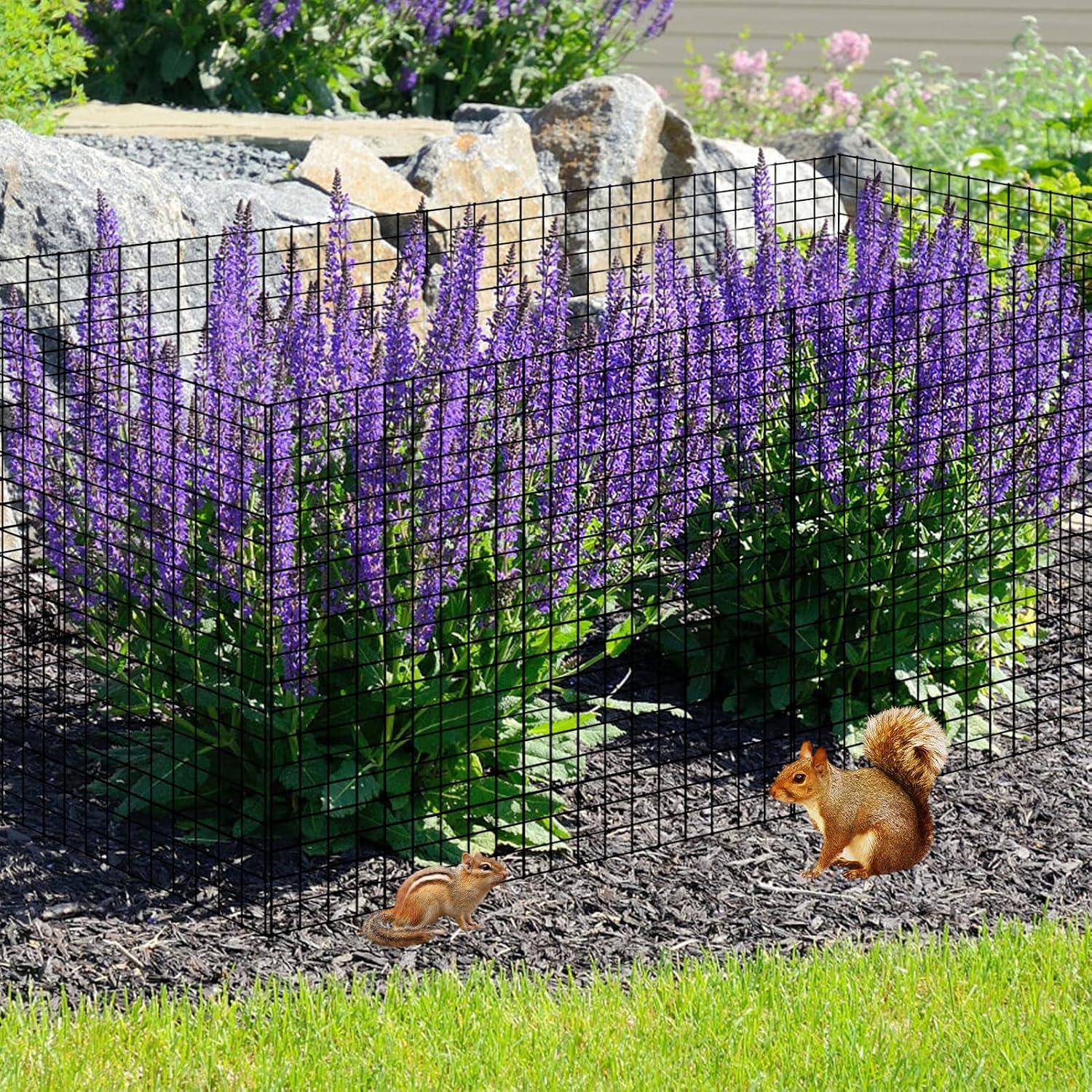 10 Pack Round Plant Protector from Animals, 12'' x 12'' Metal Plant Cages，30Pcs Metal Mesh to Keep Animals Out, Garden