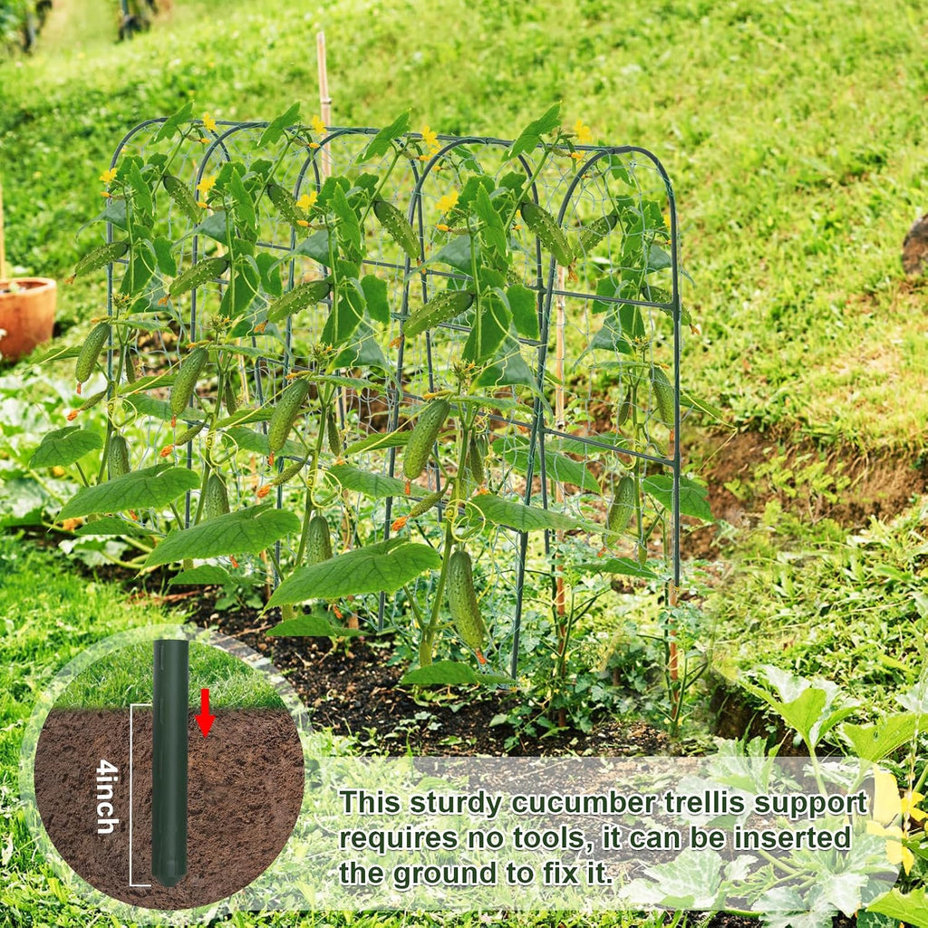 iGreely Cucumber Trellis for Raised Bed, U-Shape Garden Arch Metal Support for Climbing Plants, Metal Arch Vegetables