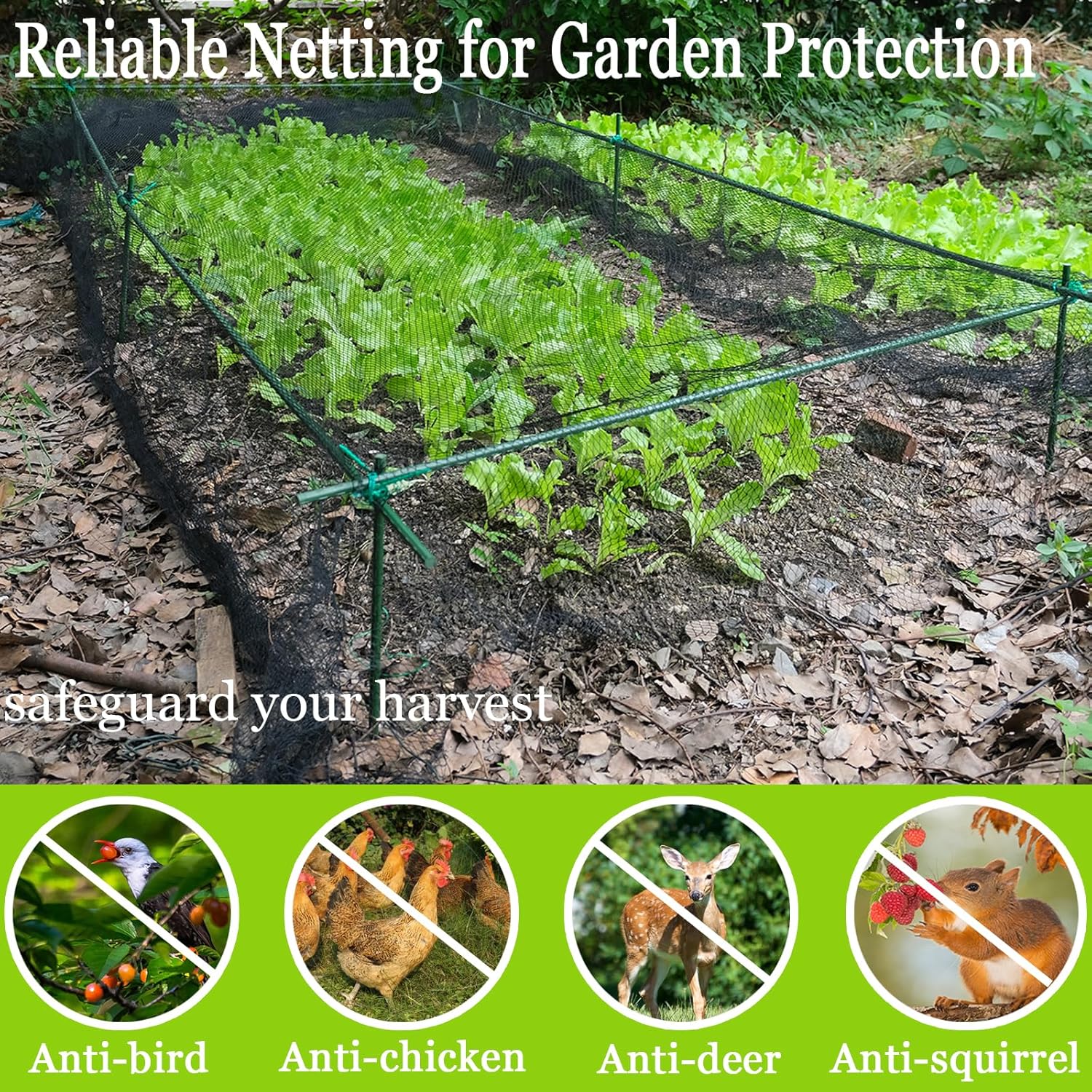 Bird Netting 20x30 Ft, 1/2In Mesh Garden Bird Netting, Fruit Tree Netting | Heavy Duty Woven Mesh Garden Netting, Pest