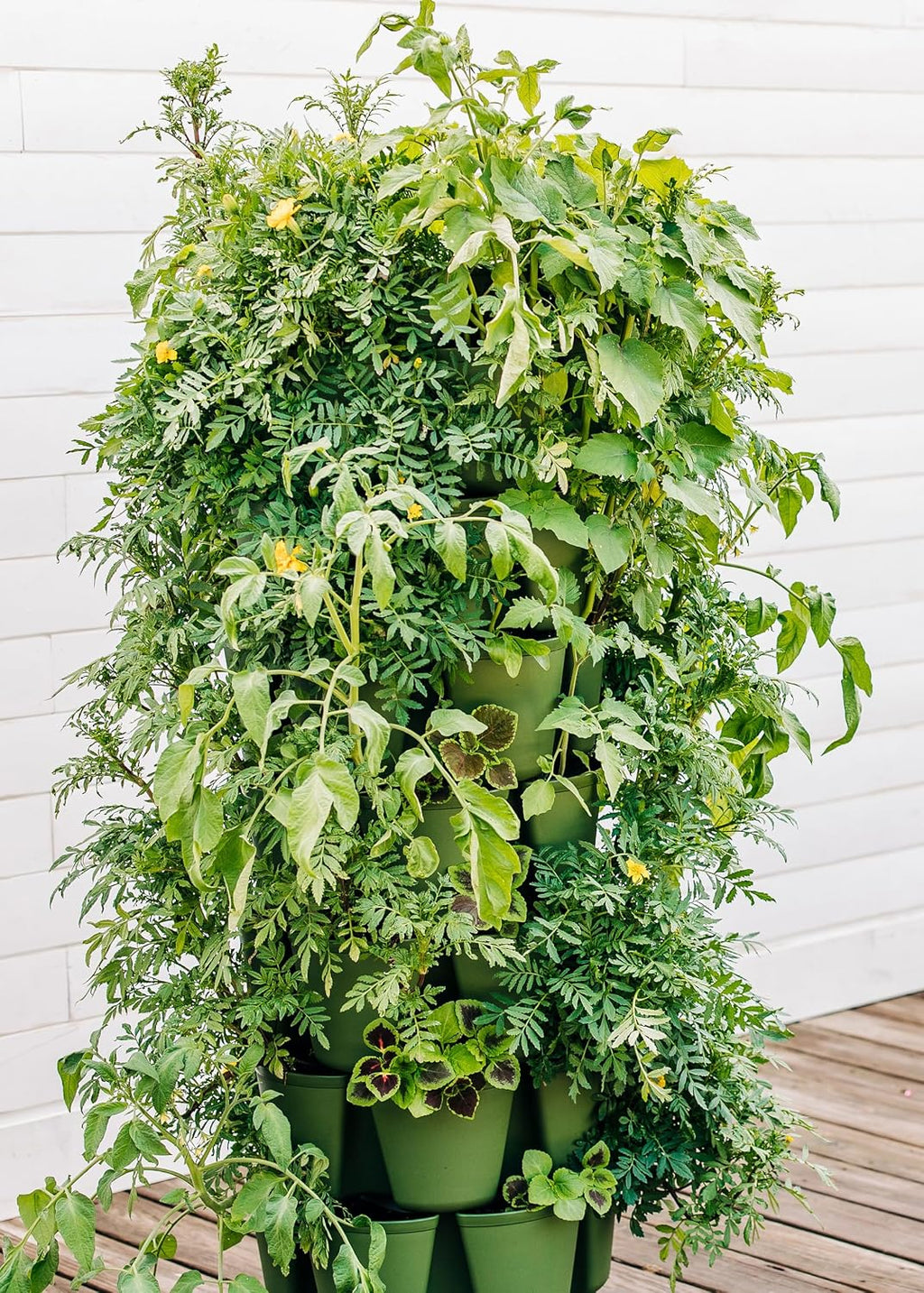 7 Tier Leaf Vertical Planter for Growing a Variety of Strawberries, Vegetables, Herbs, & Flowers (Evergreen)