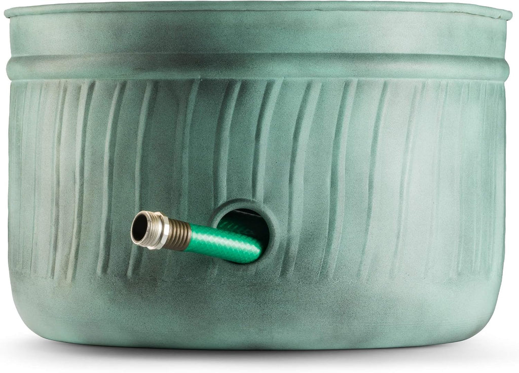 Garden Hose Holder Storage Pot with Lid 17 x 11.5" | Water Hose Container Pot Outdoor or Indoor Use | Expandable Water