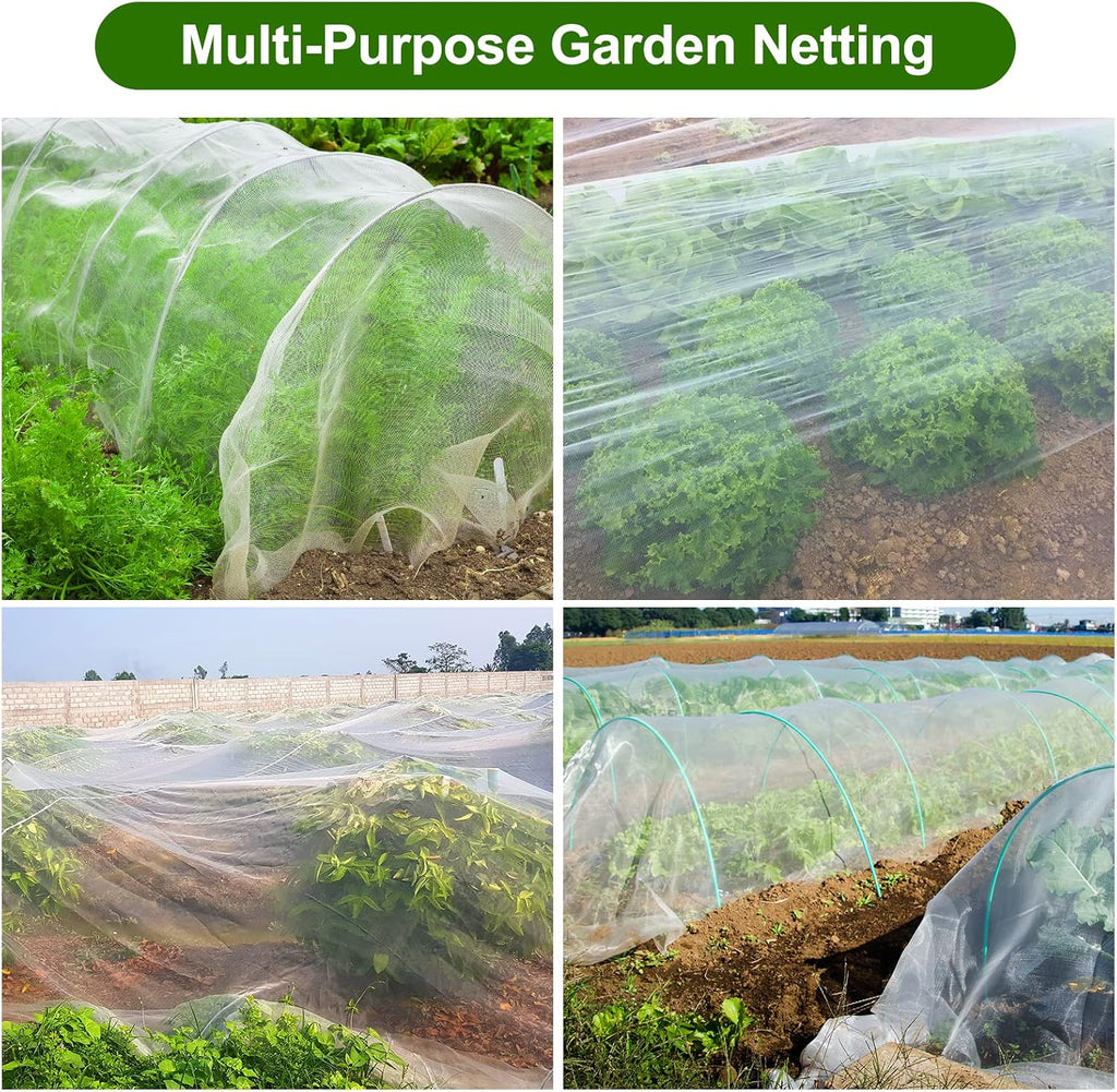 Jevrench 10 x 35 ft Garden Netting Row Cover, Ultra Fine Mesh for Plants | Protective Plant Netting for Gardens, Raised