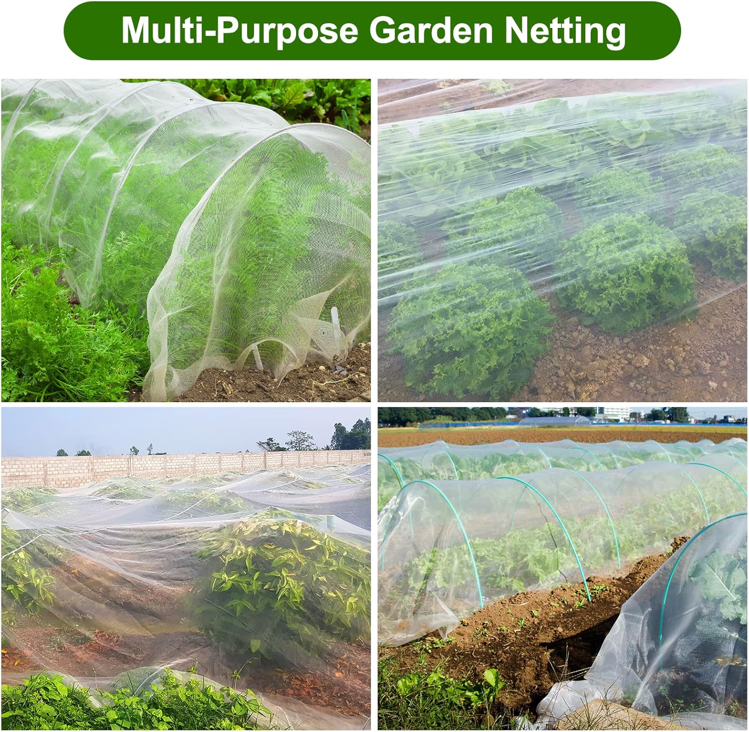Jevrench 8 x 25 ft Garden Netting Row Cover, Ultra Fine Mesh for Plants | Protective Plant Netting for Gardens, Raised