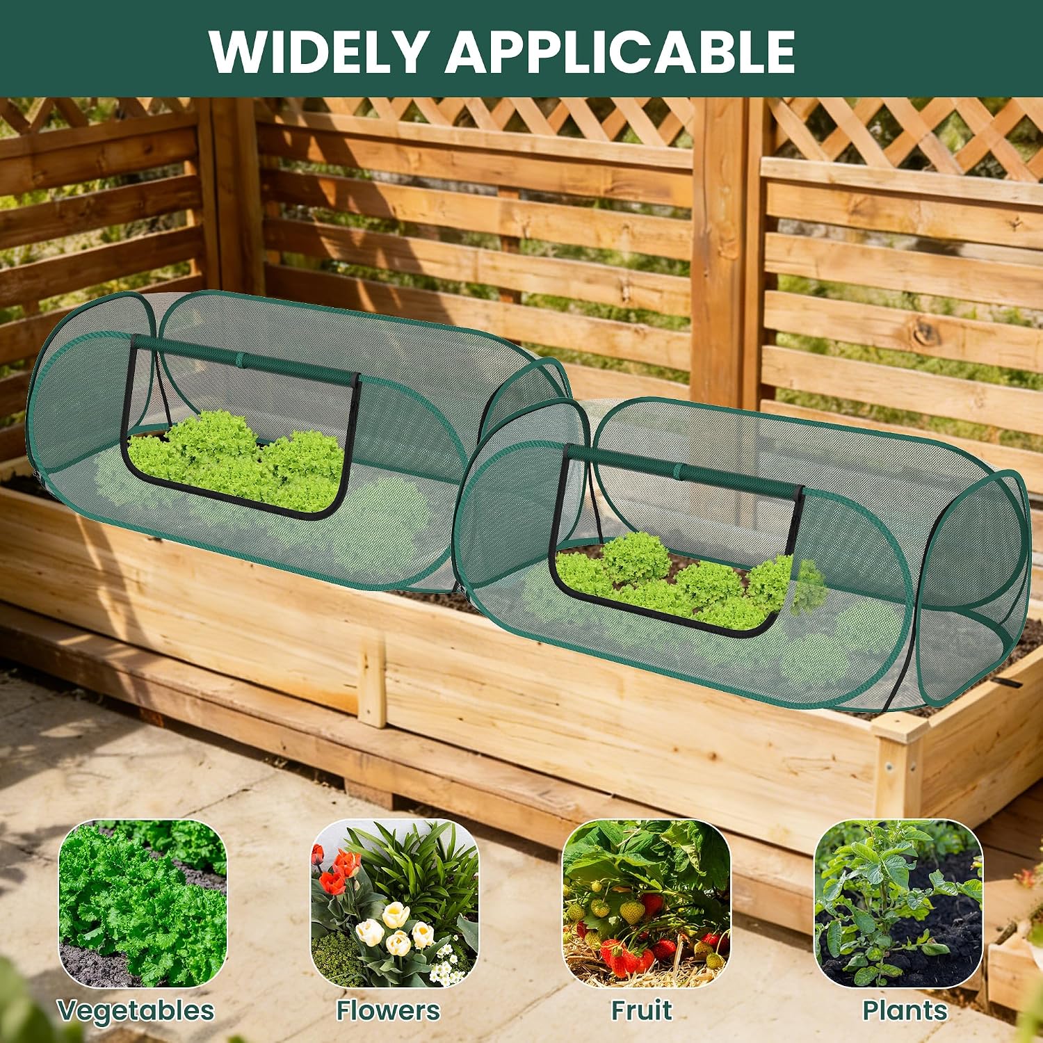2-Pack Raised Garden Bed Covers, 45" x 22" x 17" Mesh Crop Cage, Pop-Up Plants Cover with 30% Shade Cloth for Seedlings