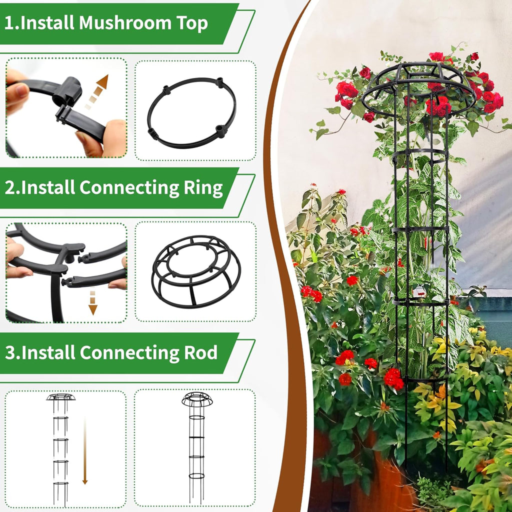 Mushroom Obelisk Trellis for Climbing Plants Outdoor 65", Adjustable Weatherproof Garden Umbrella Plant Trellis Support