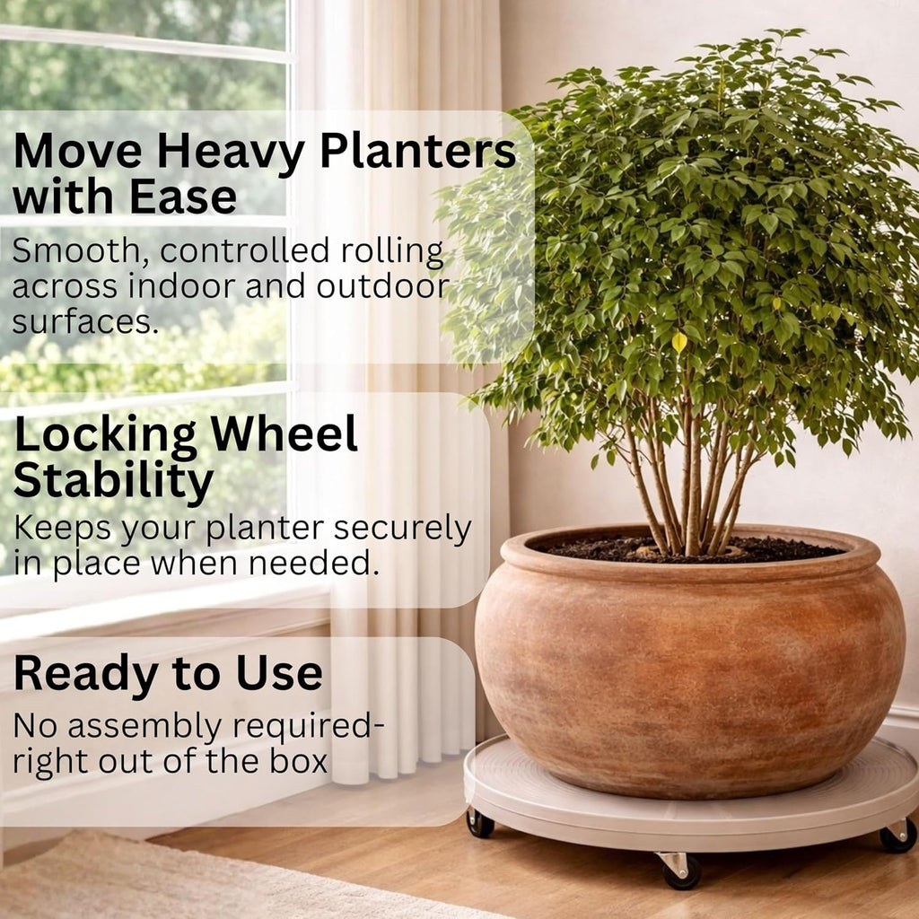 DeVaultEnterprises Devault 23.5 Inch Plant Dolly, Heavy Duty Rolling Plant Caddy with Wheels for Large Pots and