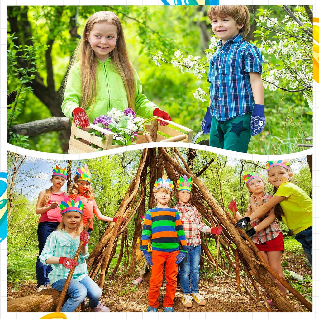 Jeyiour 50 Pairs Kids Gardening Gloves Children Non Slip Rubber Coated Gardening Kids Yard Gloves