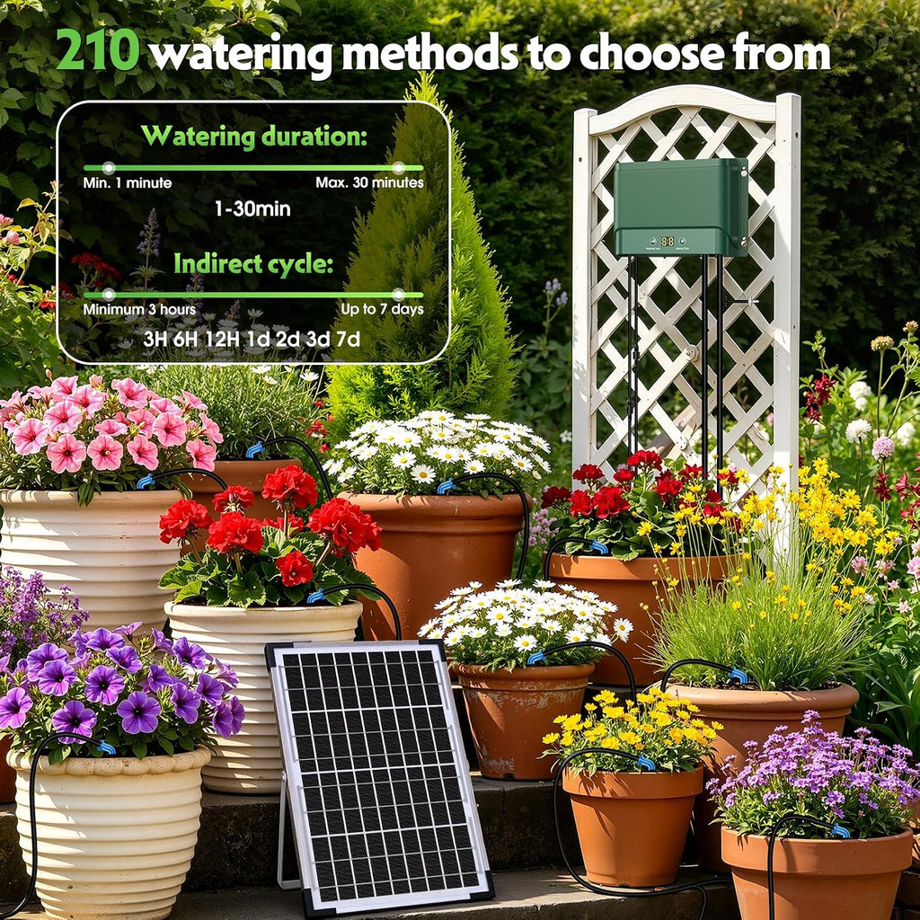 10W Solar Automatic Plants Watering System for Summer Garden Drip | Programmable Intelligent Pump Controller Kit with
