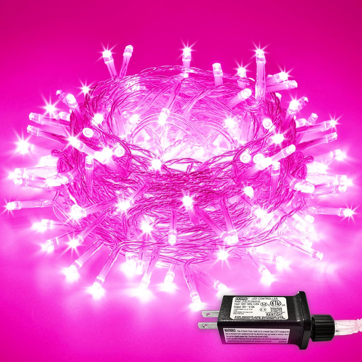JMEXSUSS 200 LED Pink Lights for Room Decor, Pink String Halloween Lights