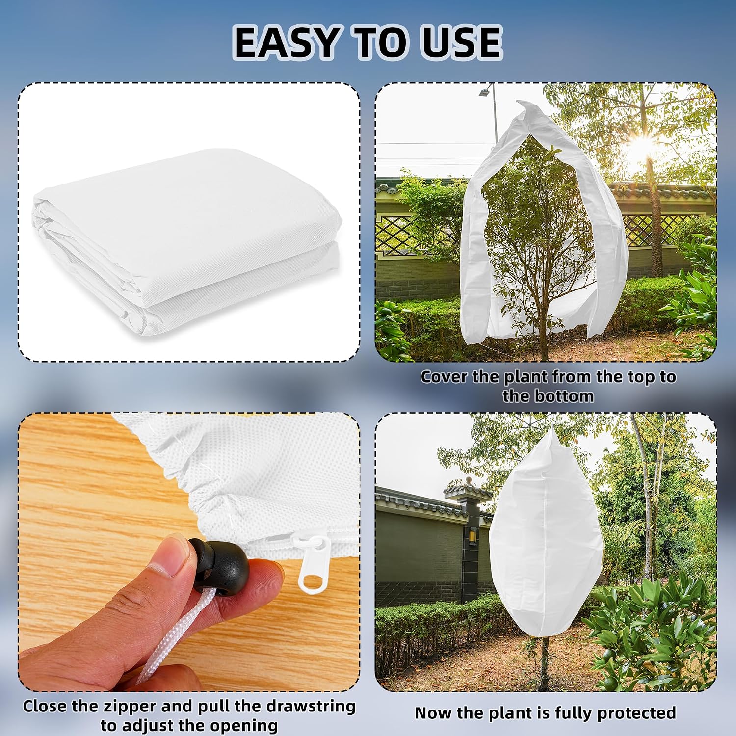 Rohuis Plant Covers Freeze Protection Winter, 2 Packs 95" Hx79 W 2.82oz Huge Tree Blankets Frost Cloth for Outdoor