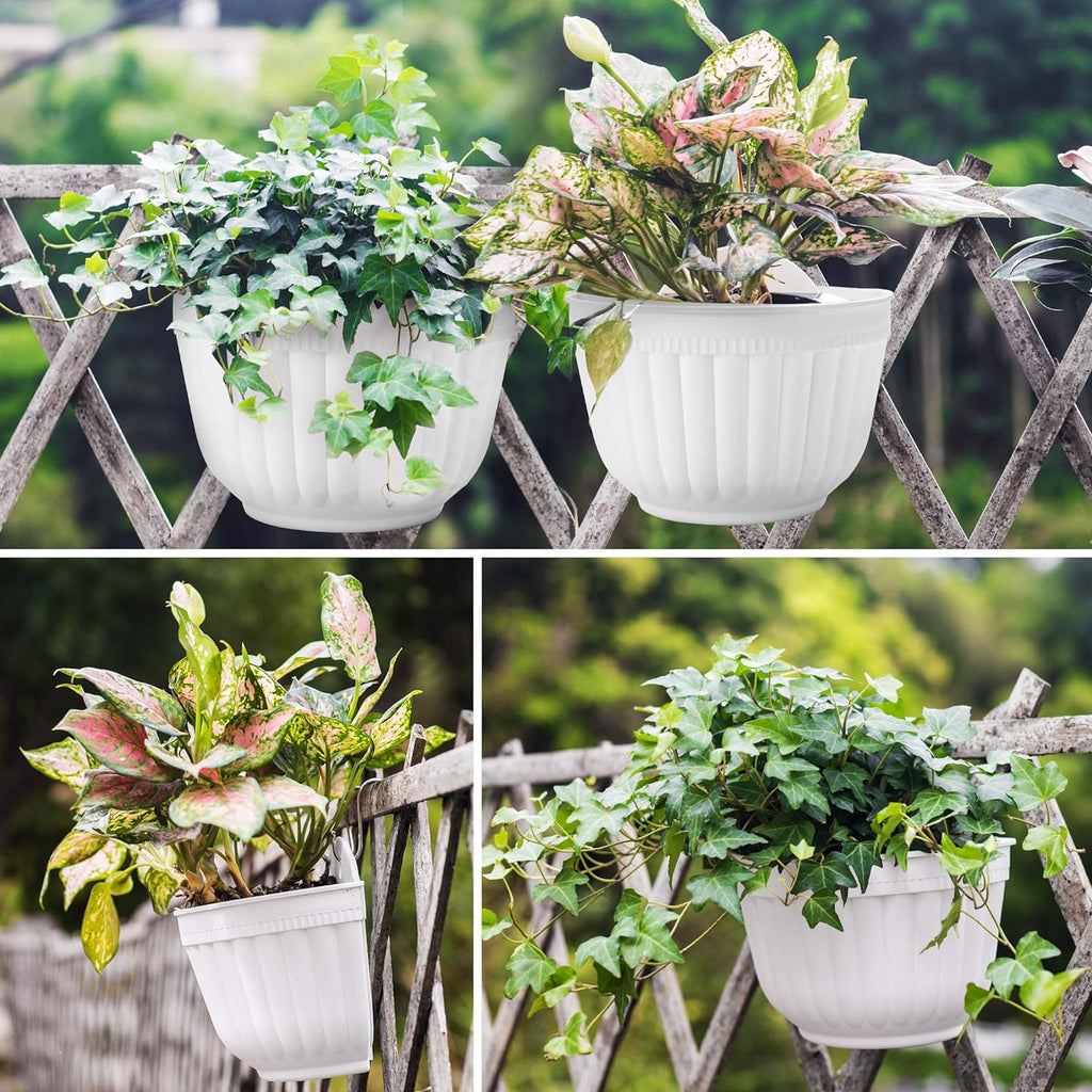ORIMERC 6 Pcs Plastic Large Wall Plant Pots Vertical Garden Living Wall Mounted Window Hanging Basket Fence Planters