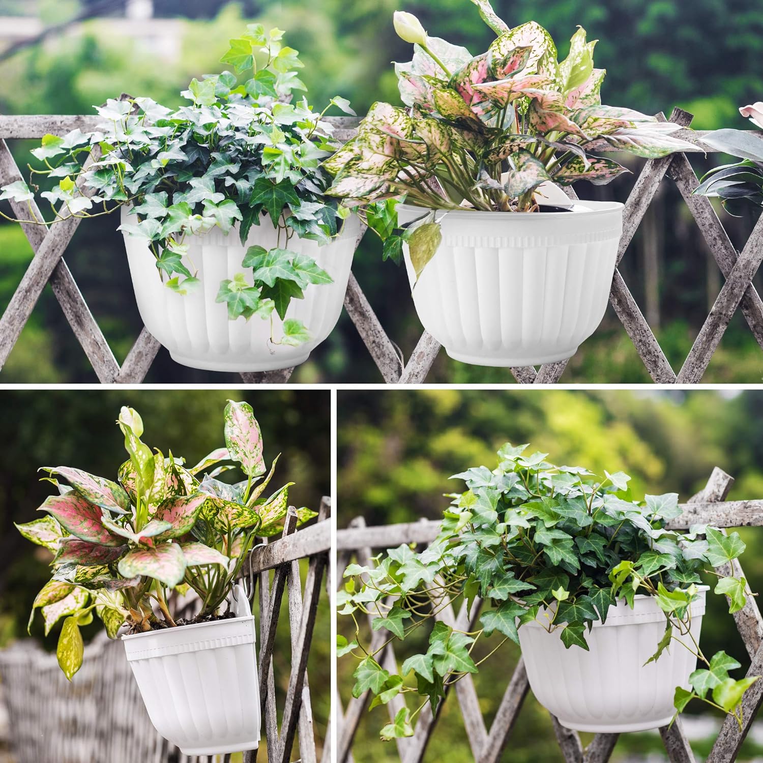 ORIMERC 6 Pcs Plastic Large Wall Plant Pots Vertical Garden Living Wall Mounted Window Hanging Basket Fence Planters