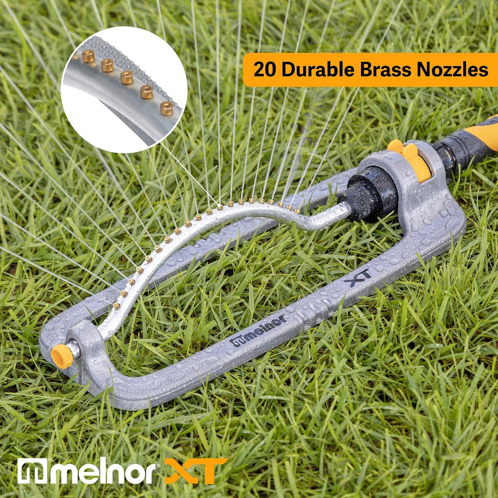 Melnor 65118-AMZ XT Metal Turbo Oscillating Sprinkler with QuickConnect Product Adapter Amazon Bundle, 4000 sq. ft.