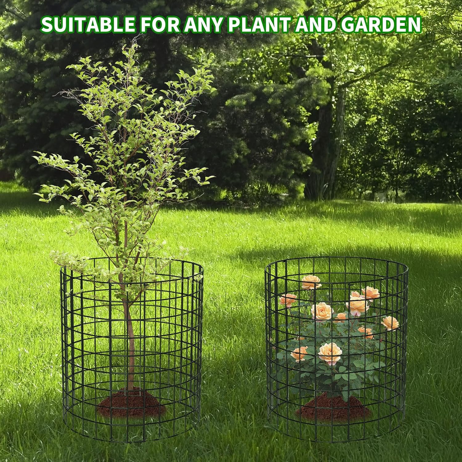 PASARA 8 Pack Plant Protectors from Animals, 16 Inch Round Cloche Plant Cages with Sturdy Chicken Wire Mesh, Garden