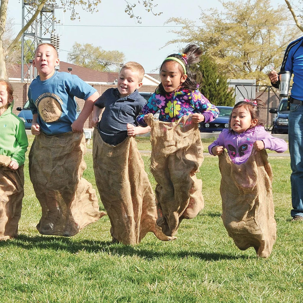 8 Pack Burlap Potato Sack Race Bags, 24"x40" Outdoor Lawn Games for Kids & Adults, Outside Yard Games for Birthday