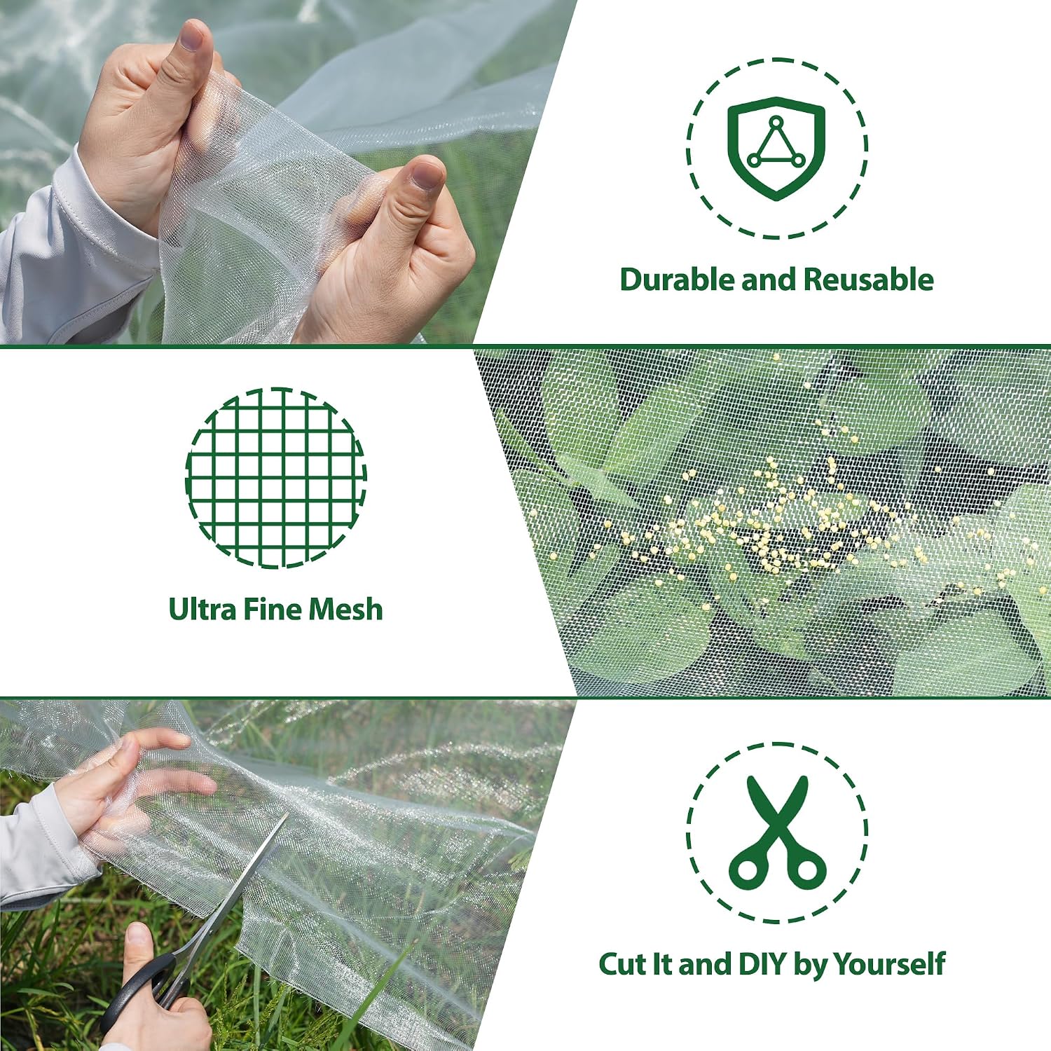 10 * 50FT Ultra Fine Garden Mesh Netting Pest Barrier, White Plant Covers for Outdoor Patio Greenhouse Crops Vegetables