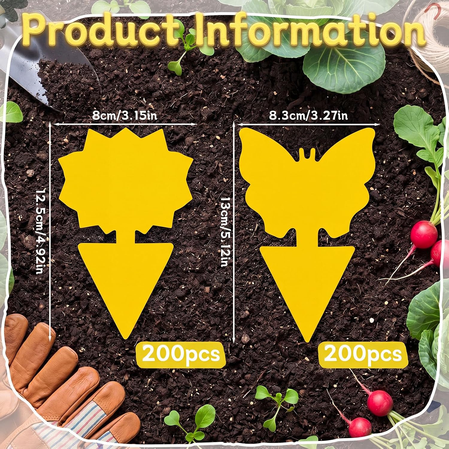 400 Pack Fruit Fly Traps Fungus Gnat Sticky Traps Colorful Plant Fly Stickers for Indoor Outdoor Kitchen Garden