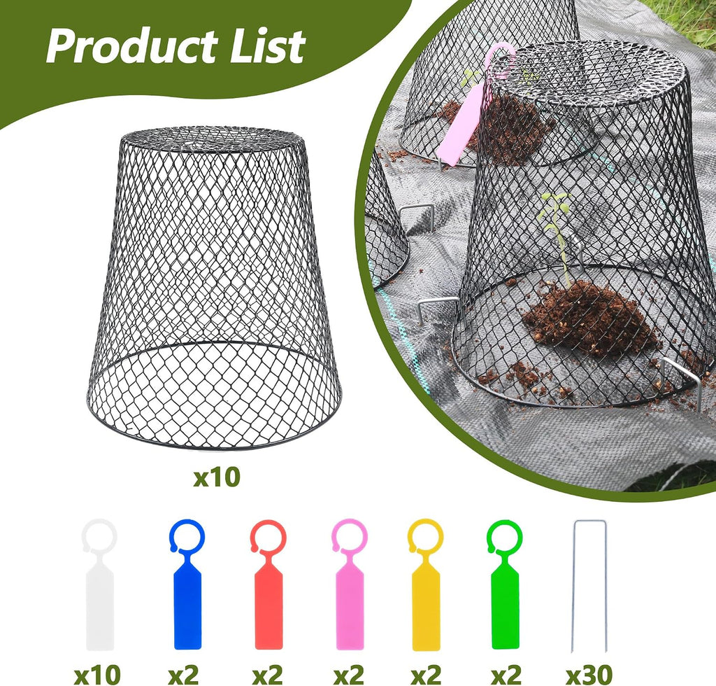 10 Pack 9.2 x 9.2 Inch Chicken Wire Cloche Plant Protectors from Animals | Plant Cages for Outdoor Plants Keep Rabbits