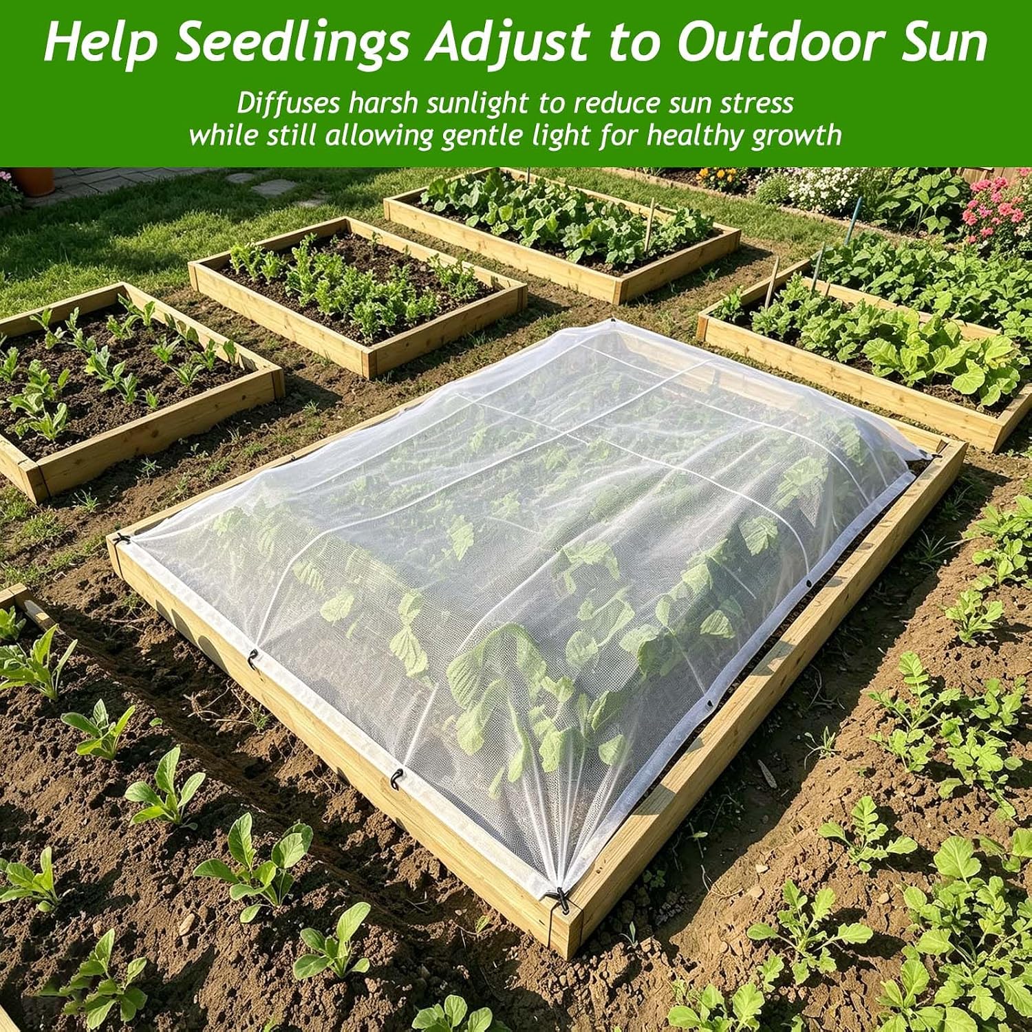 Wenfan 9.84 * 13.12Ft White Shade Cloth for Garden Plant Shade Nylon Cloth with Grommets Plant Sun Protection Shelter