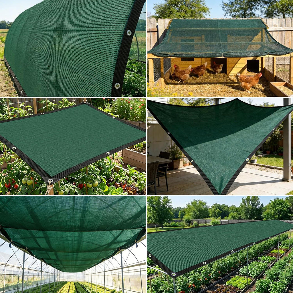 Green 10×20FT Shade Cloth,Durable Mesh Tarp with Grommets,for Garden,Car, Outdoor Pergola,Greenhouse,Chicken Coop and