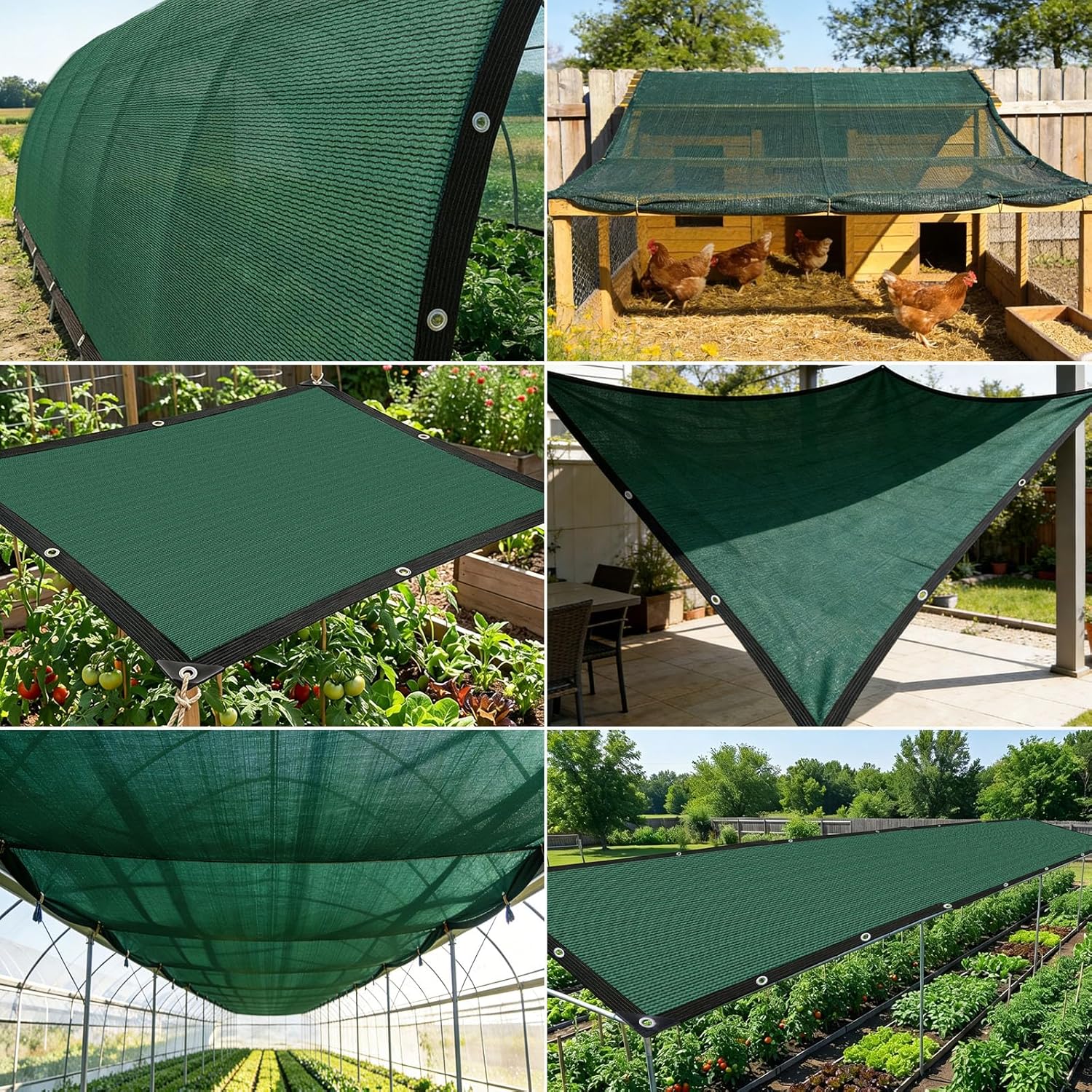 Green 10×20FT Shade Cloth,Durable Mesh Tarp with Grommets,for Garden,Car, Outdoor Pergola,Greenhouse,Chicken Coop and
