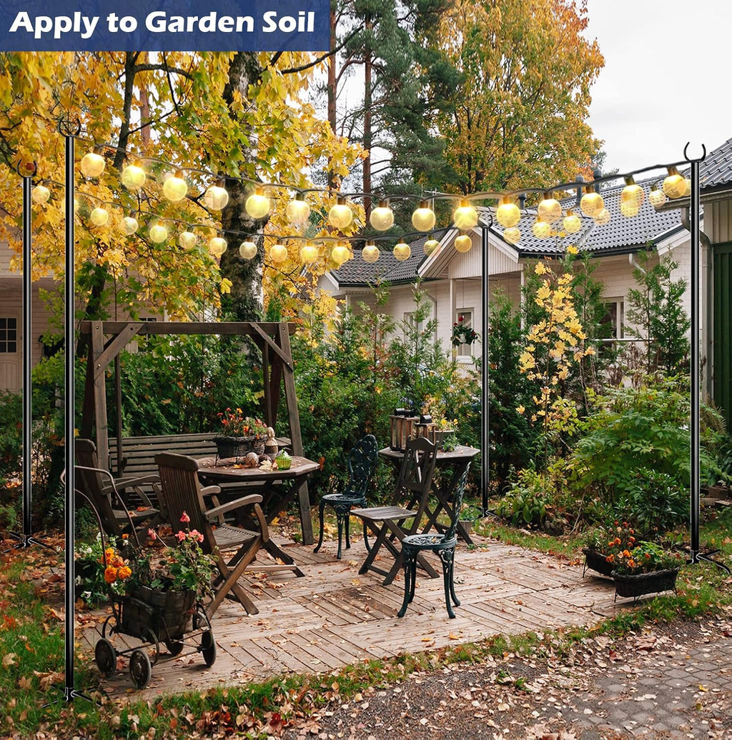 10FT String Light Pole for Outdoor, Heavy Duty Metal Lighting Stand Pole for Garden Lawn Backyard Patio Holiday Wedding