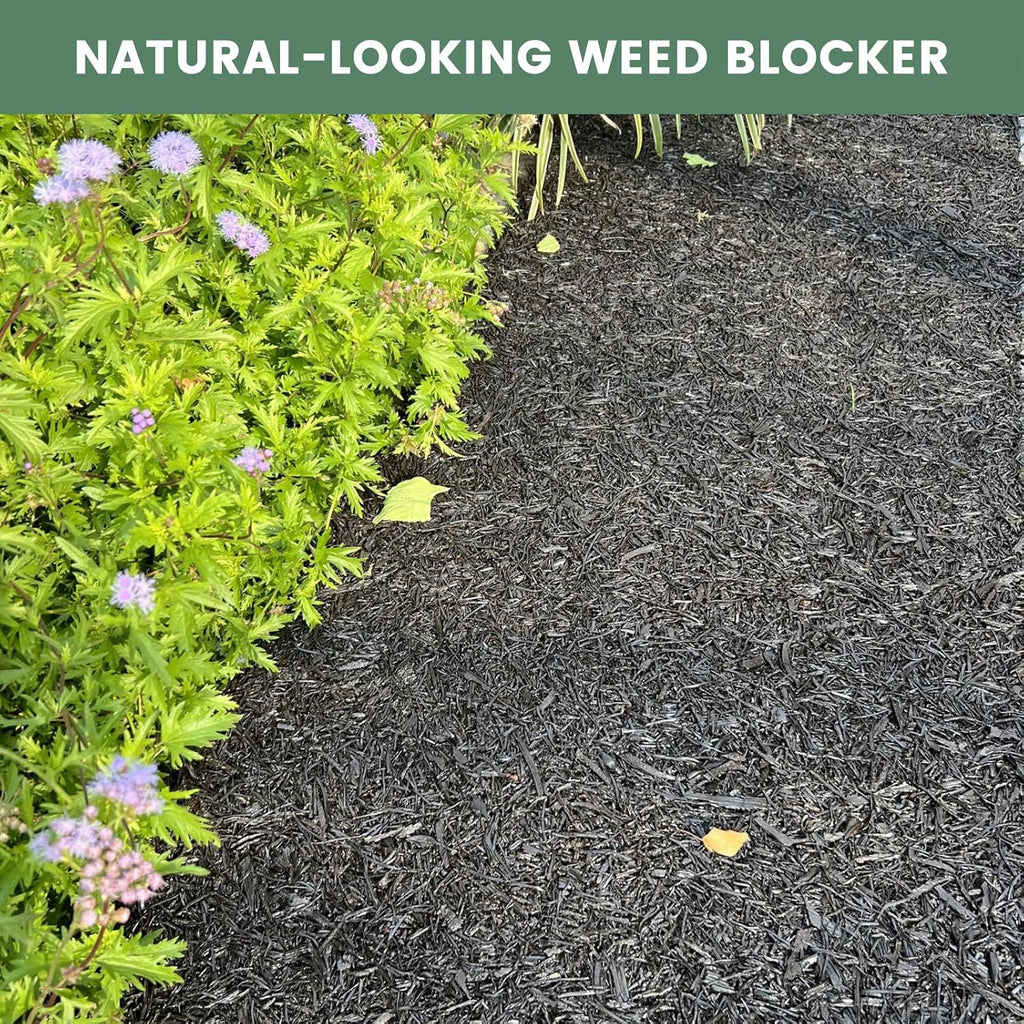 Sekcen 2 Pack Rubber Mulch Roll Mat for Landscaping Recycled Rubber Walkway Black Permanent Mulch Pathway Playground 8'