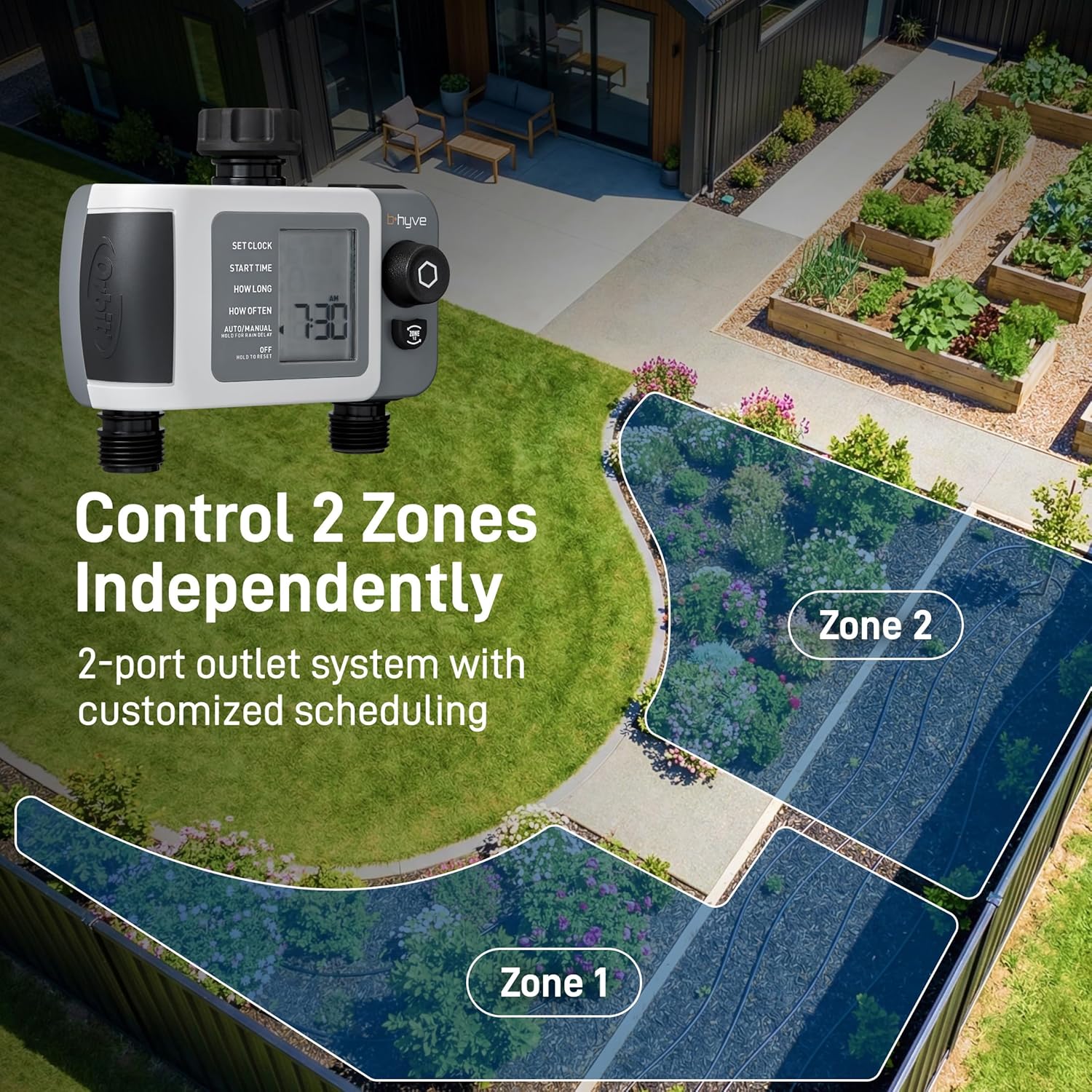 Orbit B-hyve XD 2-Port Smart Hose Watering Timer - Features Dual Outlet Irrigation Control - App Controlled Watering