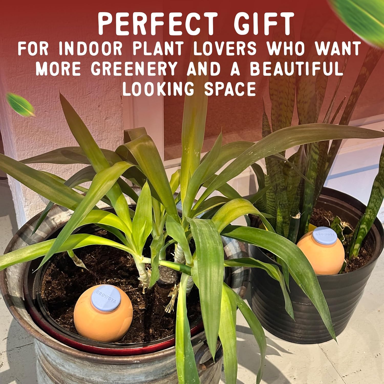 2-Pack 16 oz Terracotta Pot | Self Watering Spikes for Indoor Plant Pots | Plant Watering Devices with Slow-Release