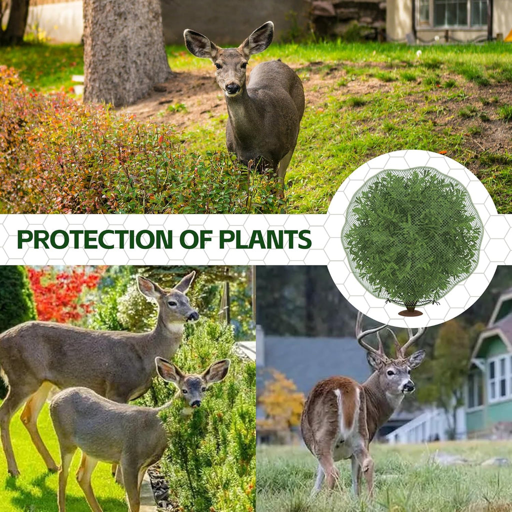codree 3 Pcs Deer Netting for Shrubs- 7.8 x 7.8 Ft Deer Plant Netting Cover- Reusable Garden Plants Mesh Netting to