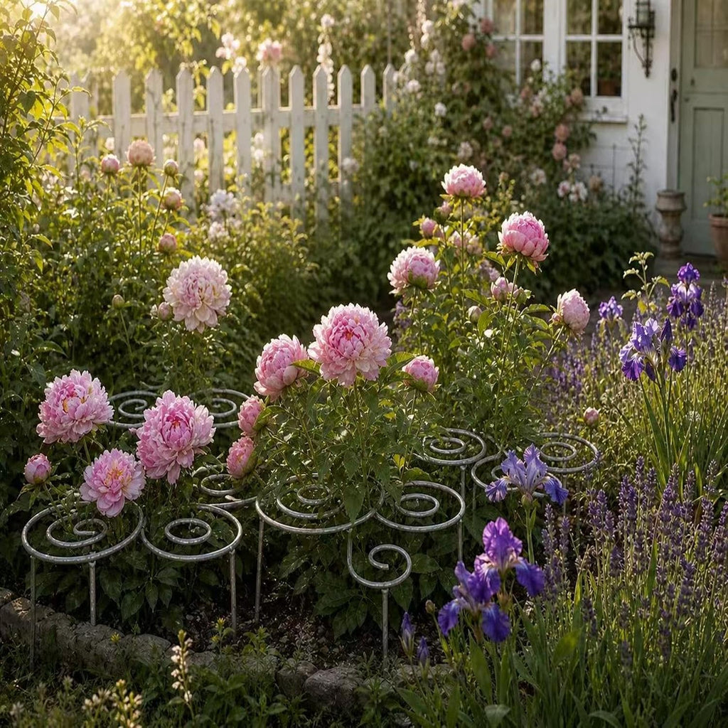 Spiral Metal Plant Support Ring, Heavy Duty Peony Cage, Rustproof Garden Support for Flowers, with 196in Hook Surface