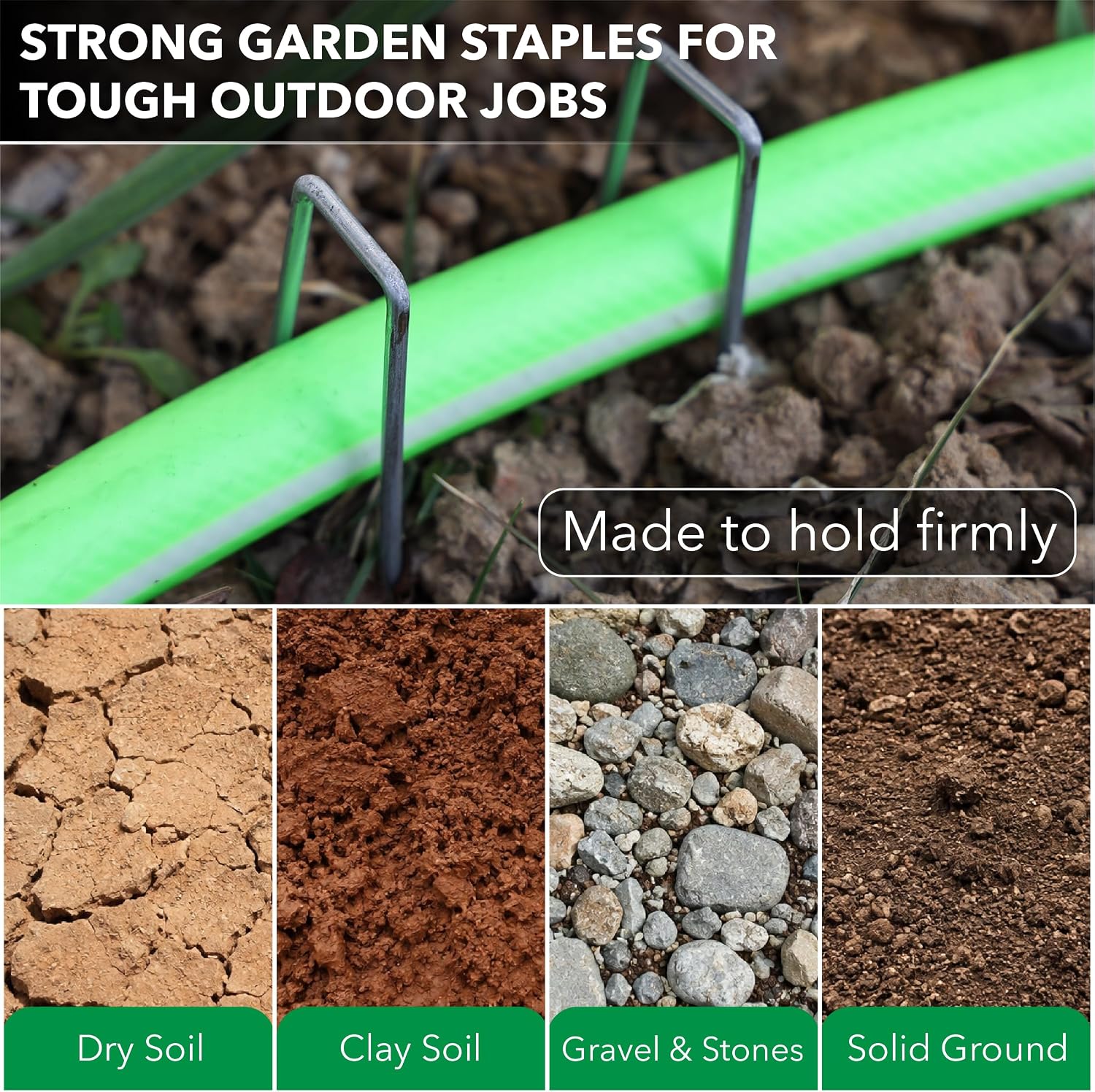UNCO- Galvanized Landscape Staples, 8 Inch, 200 Pack, Garden Staples, U-Shaped Landscape Pins for Weed Barrier Cover
