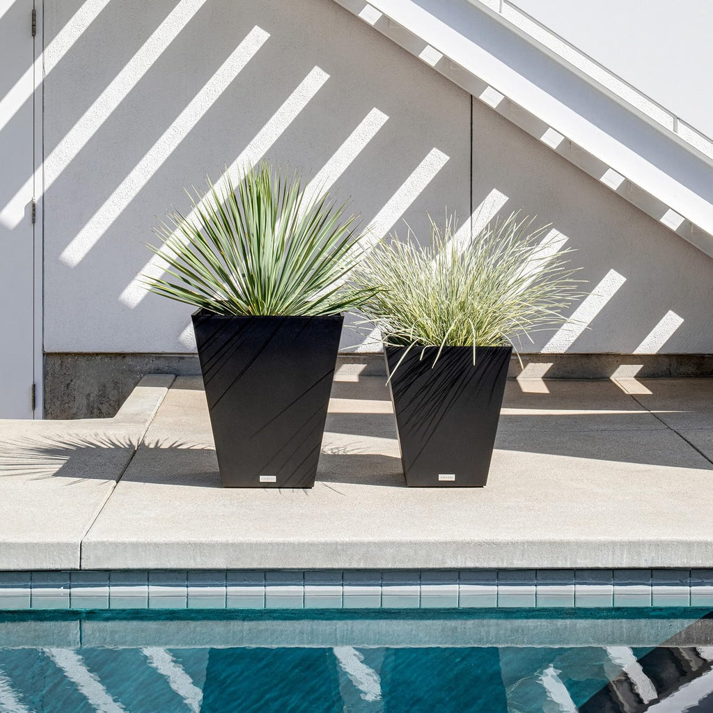 Veradek Pure Series Nobleton Planter - Tapered Square Outdoor Planter | Made From Durable Plastic With Pre-Drilled