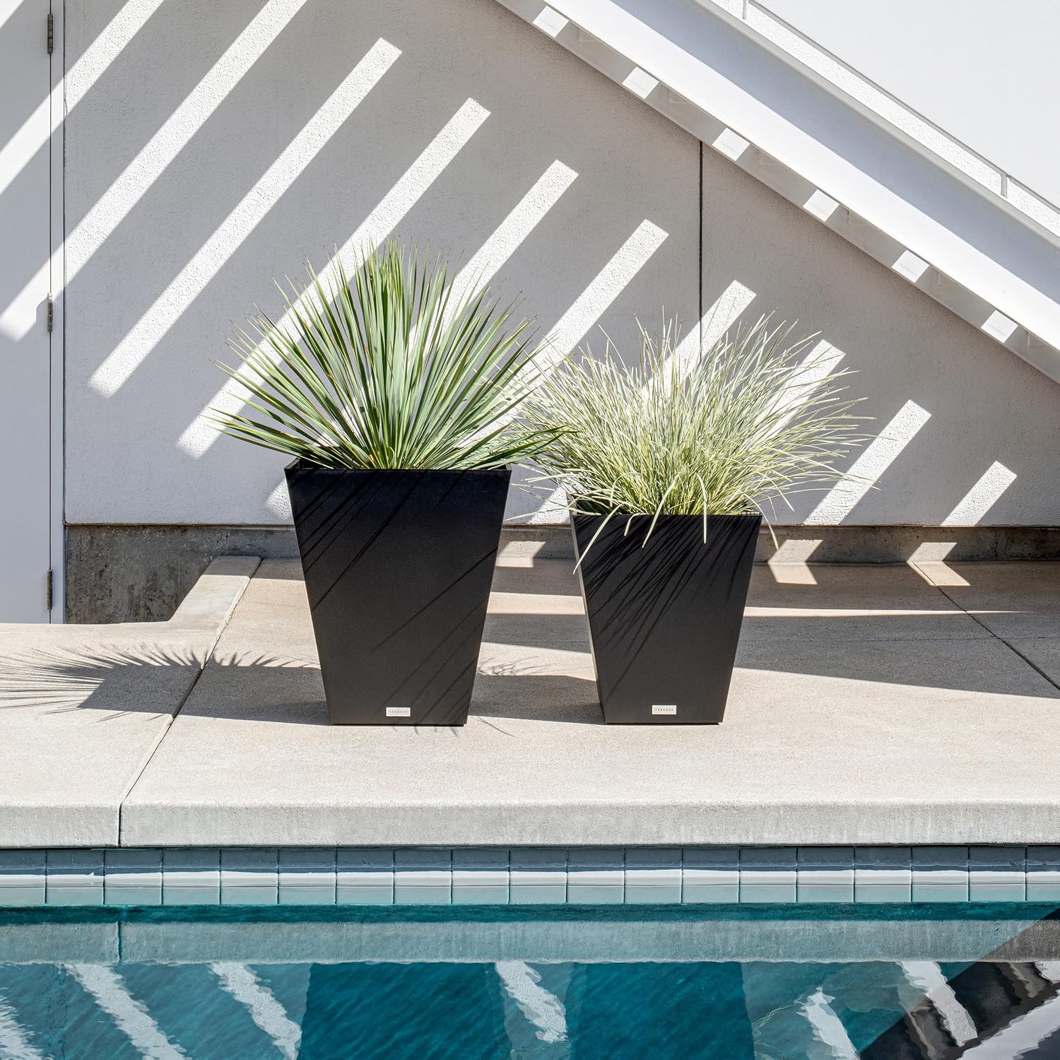 Veradek Pure Series Nobleton Planter - Tapered Square Outdoor Planter | Made From Durable Plastic With Pre-Drilled