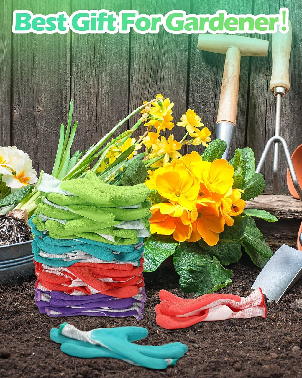 Irenare 16 Pairs Gardening Gloves Bulk for Women Breathable Rubber Coated Yard Garden Gloves Outdoor Protective with