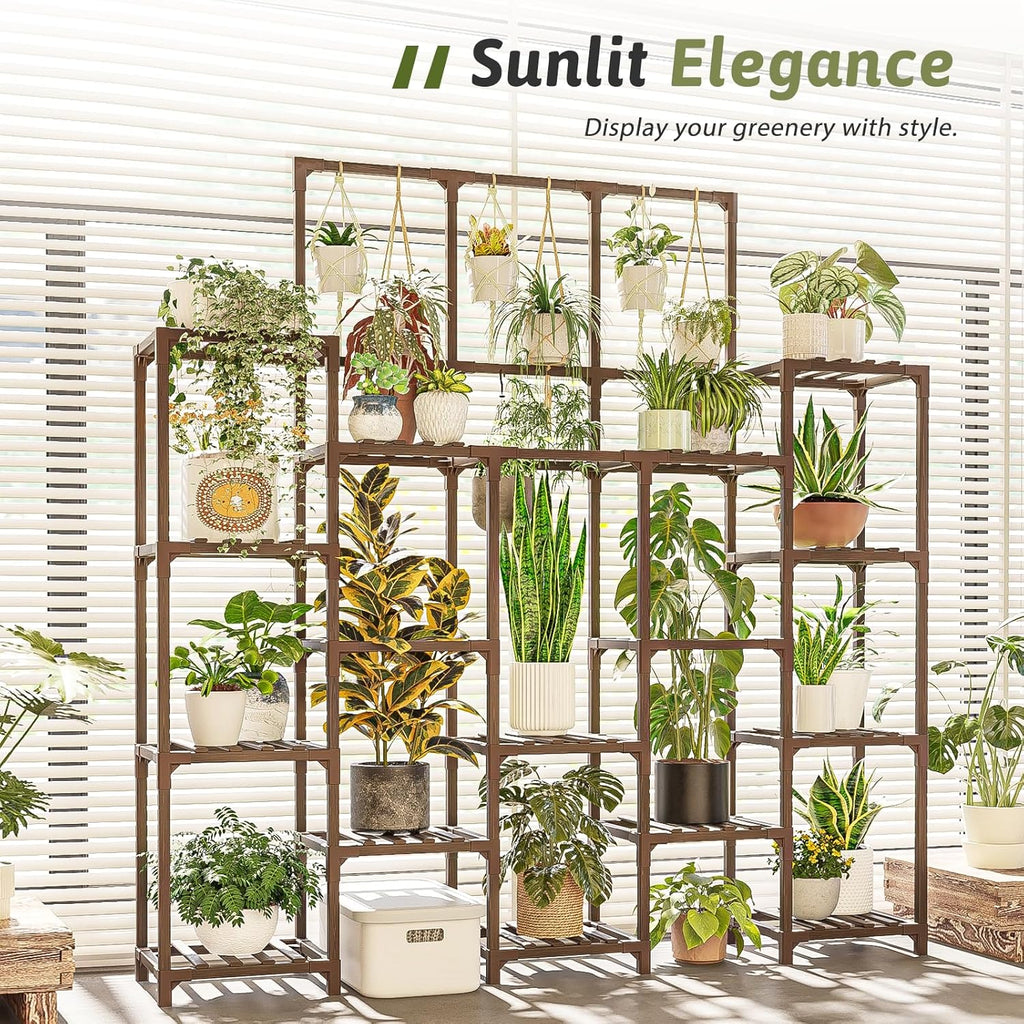 GENTINGBRO Plant Stand Indoor Outdoor 63" Tall Plant Shelf for Plants 14-Tier Large Plant Sheves for Living Room Heavy